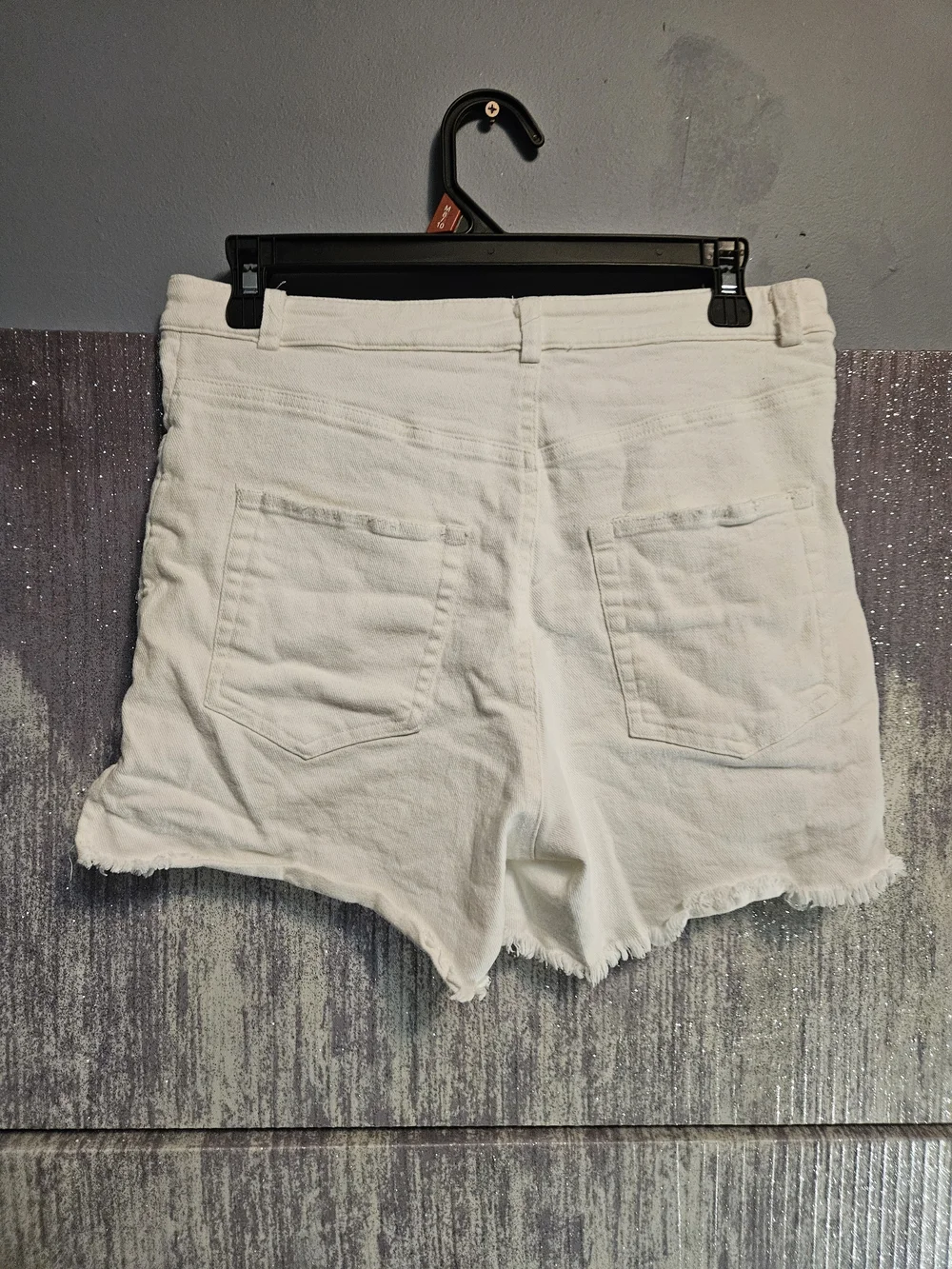 LA MIEL White Distressed Denim Shorts